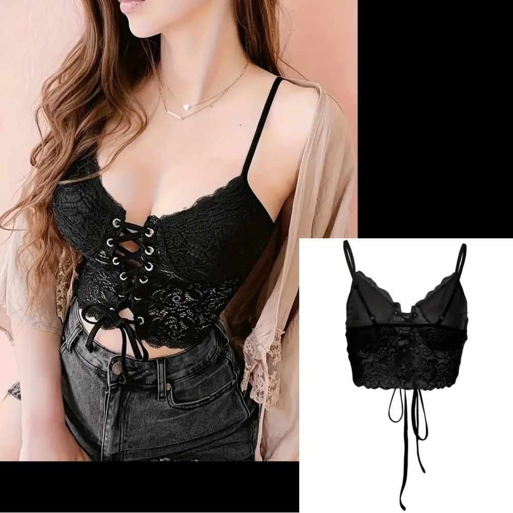 Twin Pack - Summer Crop Top and Lace Up Cami Crop Top Set